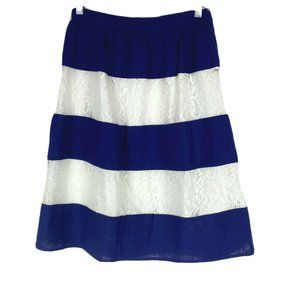 Lark & Ro S Small Skirt A-Line Navy Blue White